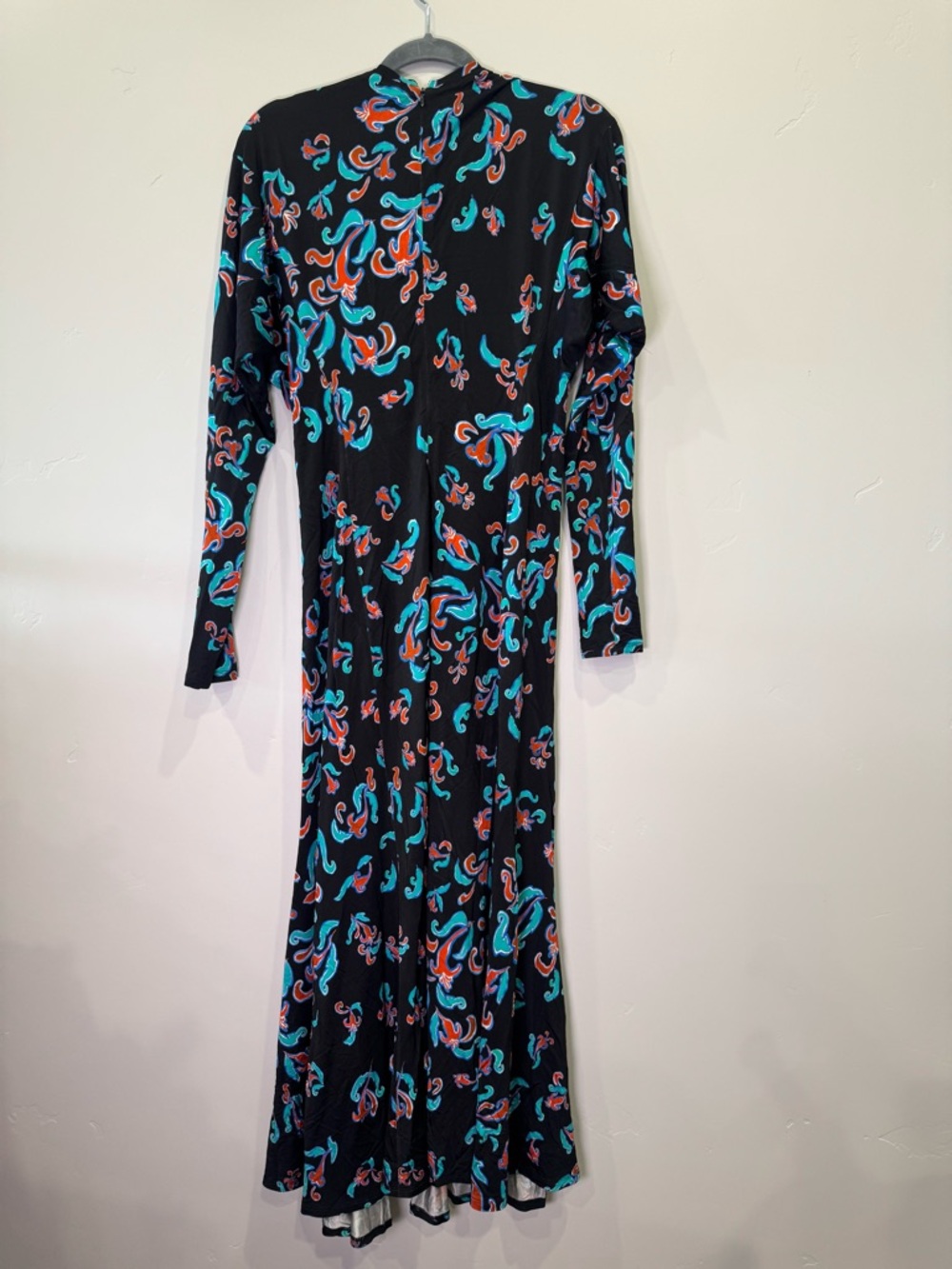 Paco Rabanne Black Maxi Dress with Teal and Coral Print - Picture 5 of 6
